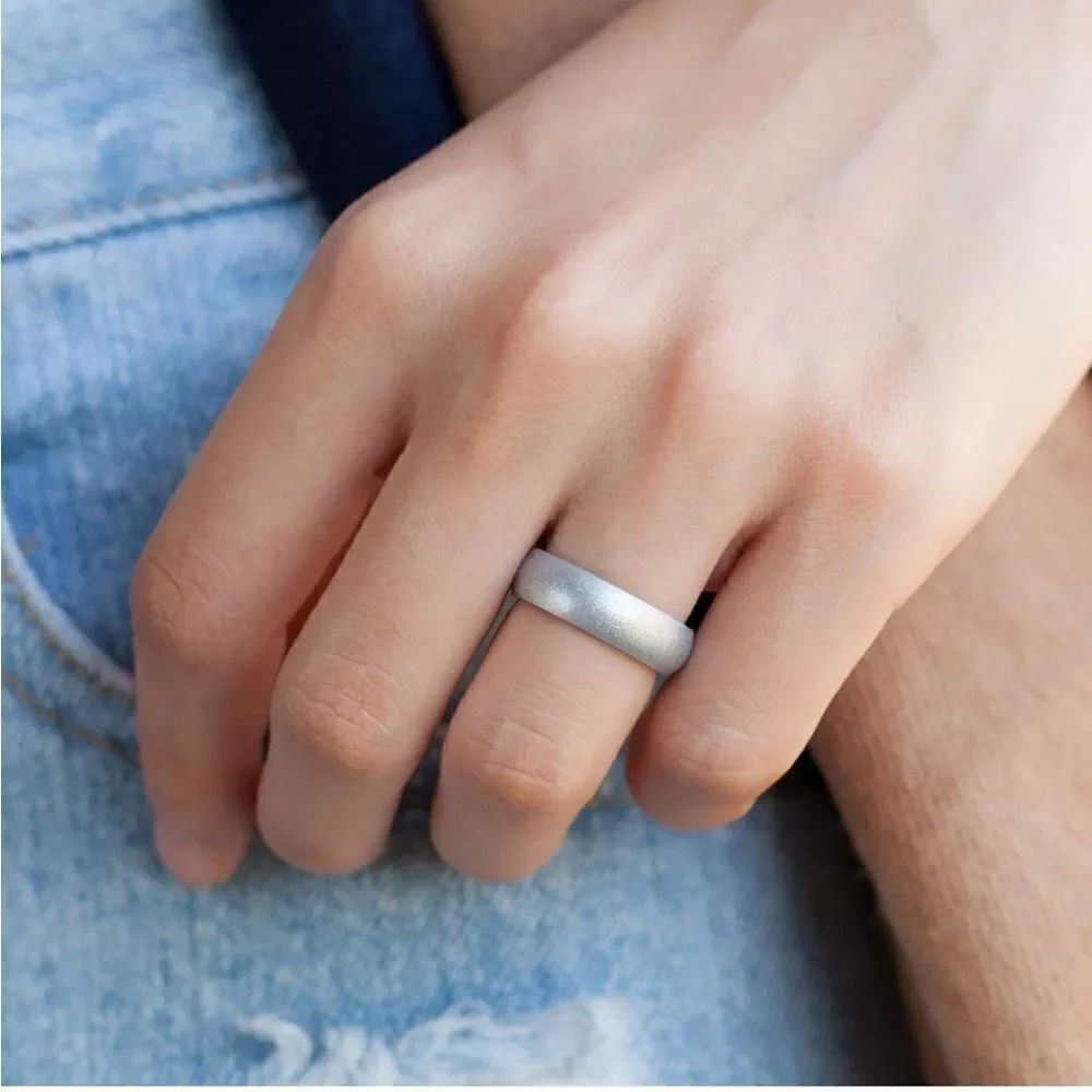 Silicone Wedding Band Silver